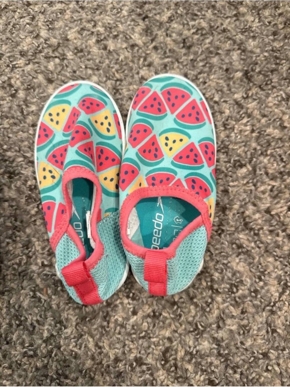 Speedo Kids Water Shoes Teal with Coral & Yellow Watermelon Pattern